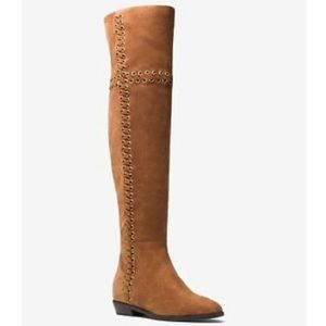 Michael Kors tan suede over the knee boots size 6.5 with gold grommet detail